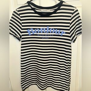 MaxMara Striped T-Shirt with Bonjour Print
